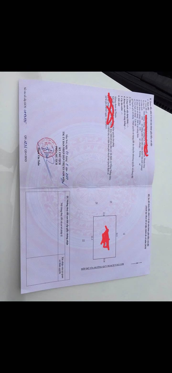 Đất nền Sầm Sơn 258m² giá 6.49 tỷ - Vị trí đắc địa gần biển!