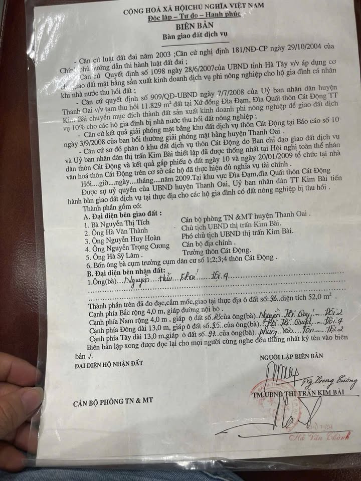 Đất dịch vụ Cây Sữa - Kim Bài 52m² giá 4 tỷ - Tiềm năng tăng giá cao!