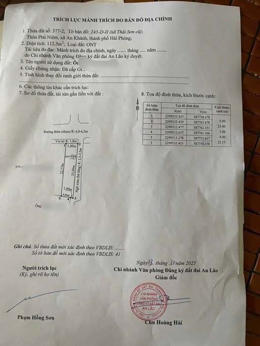 Đất nền An Khánh 112.5m² giá 1 tỷ - Lô góc thoáng mát, kinh doanh thuận lợi!