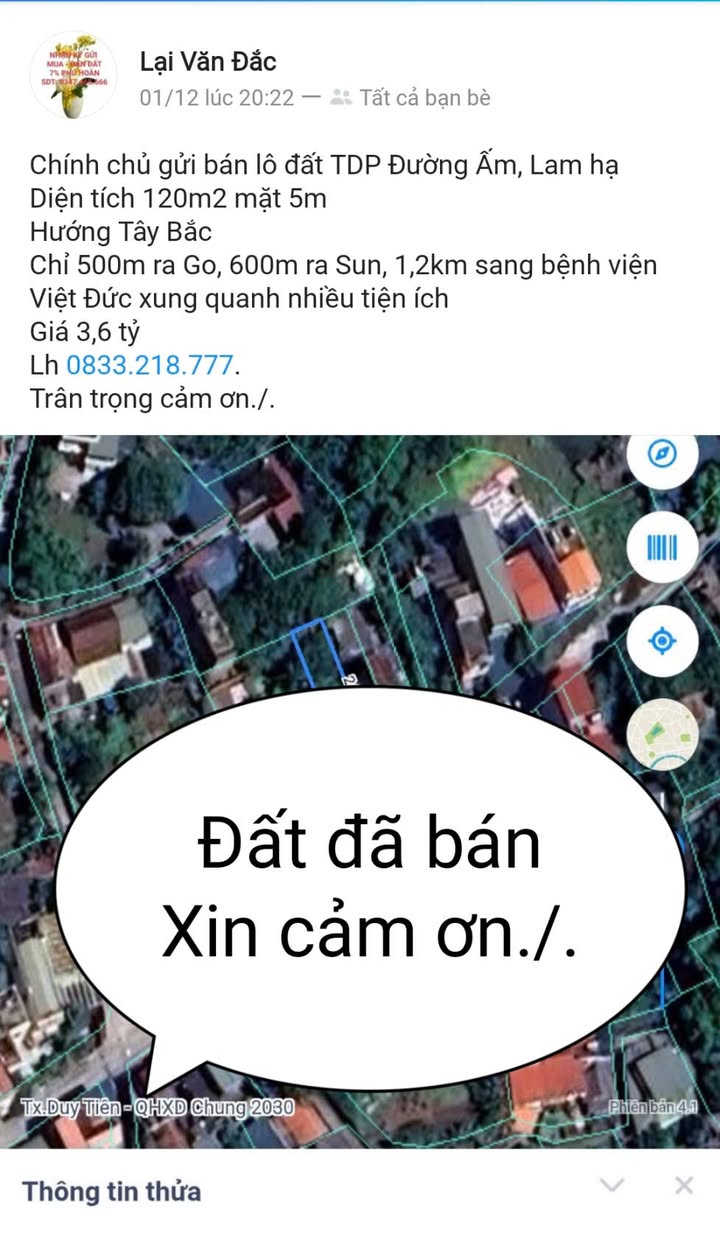 Bán đất Lam Hạ 120m² - Mặt tiền 5m - Cơ hội đầu tư hấp dẫn!