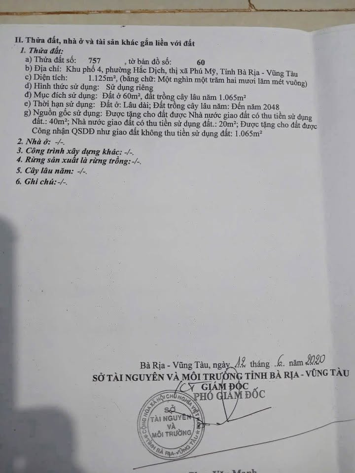 Đất mặt tiền Mỹ Xuân – Tóc Tiên 1.140m² giá 6 tỷ - Kinh doanh đa ngành nghề!