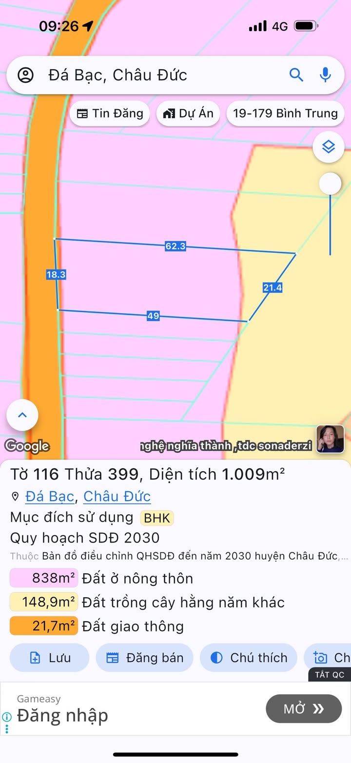 Đất nền Đá Bạc, Châu Đức 3600m² giá 1.5 tỷ - Đường nhựa, vị trí đắc địa!