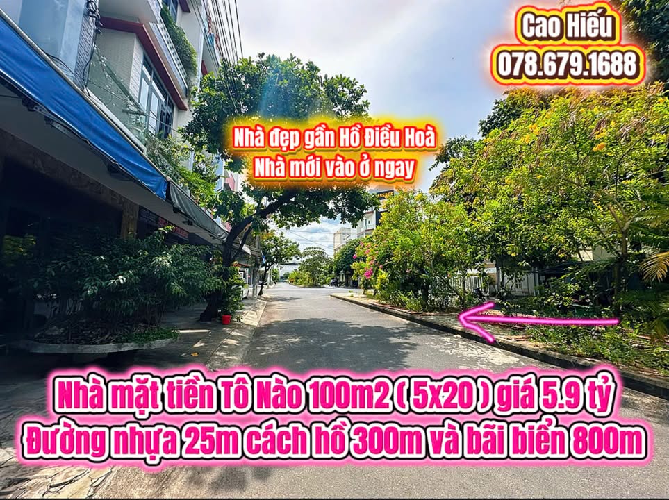 Nhà mặt tiền Tô Nào Tuy Hòa 100m² giá 5.9 tỷ - Gần biển và hồ
