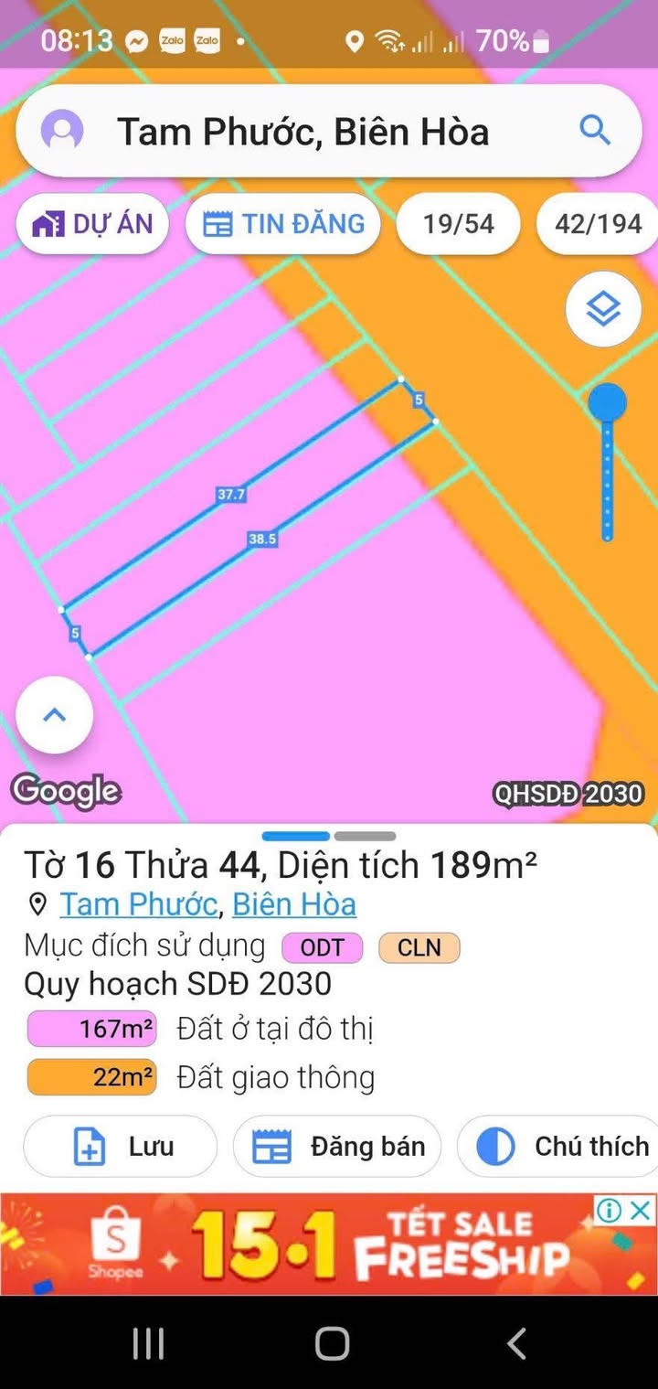 Đất nền mặt tiền đường Mai Chí Thọ, phường Tam Phước, 190m², giá 1.7 tỷ - Cơ hội đầu tư tuyệt vời!