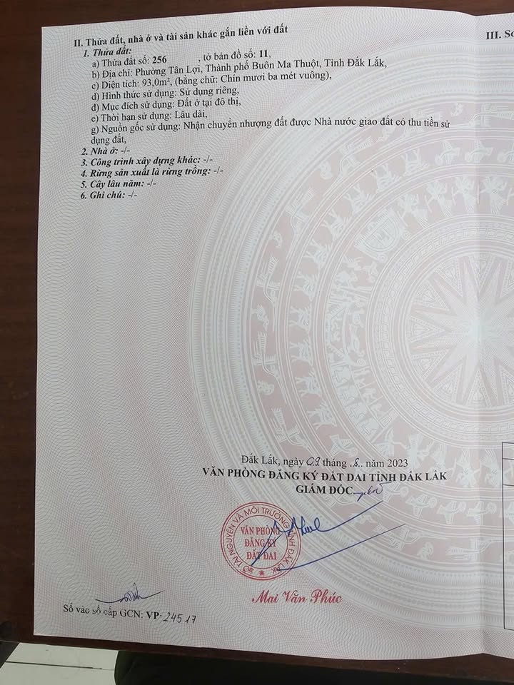 Đất Tân Lợi Buôn Ma Thuột 93m² giá 1.26 tỷ - Cơ hội đầu tư tuyệt vời!