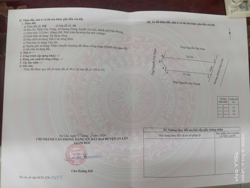 Đất nền Câu Trung, An Lão, Hải Phòng 133m² giá 1 tỷ - Pháp lý rõ ràng, đầu tư sinh lời!