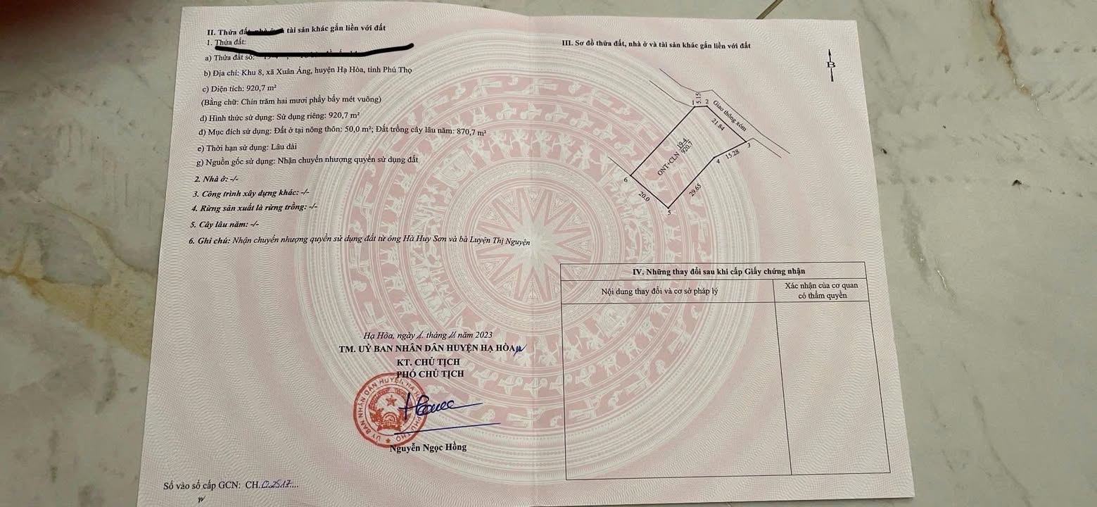 Đất nền Hiền Lương, Hạ Hòa 920m² giá 600 triệu - Cơ hội đầu tư lý tưởng!