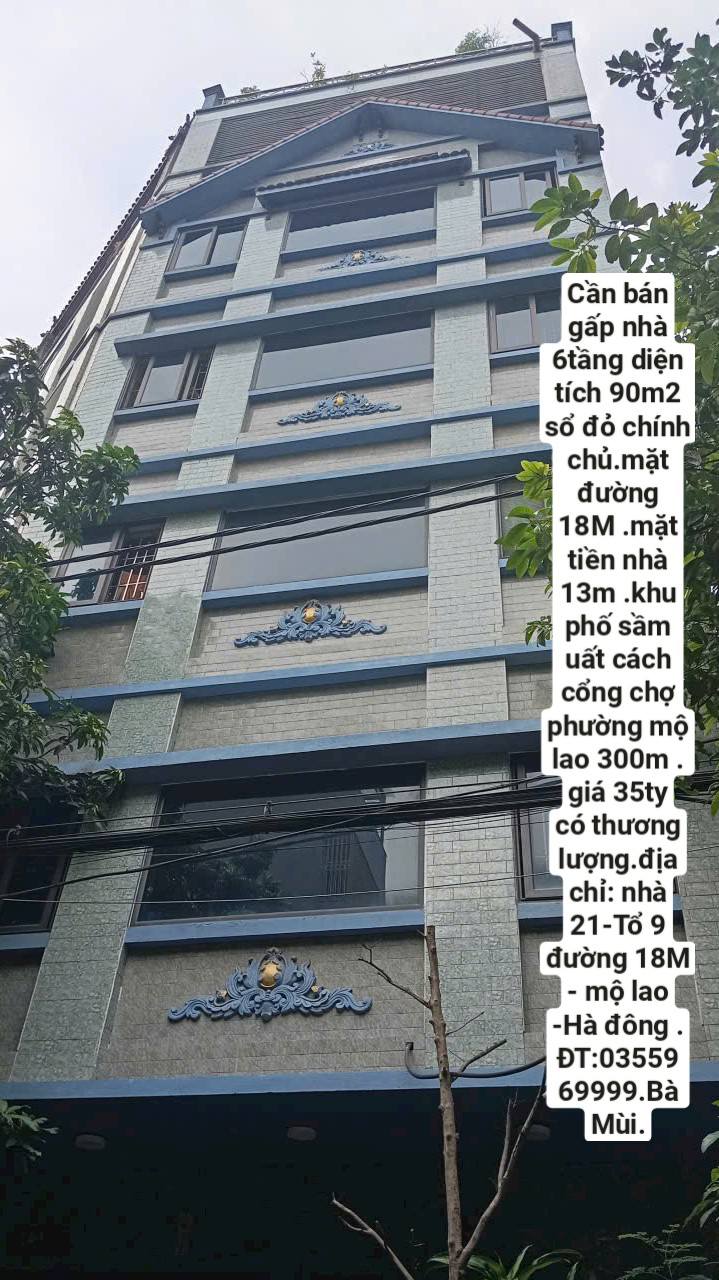 Nhà phố Mộ Lao 90m² giá 34 tỷ - Sổ đỏ chính chủ, mặt phố thông thoáng!