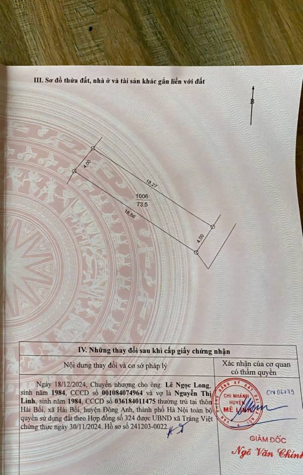 Đất nền 73,5m² tại Tráng Việt, Mê Linh - Sổ đỏ chính chủ, giá thỏa thuận!