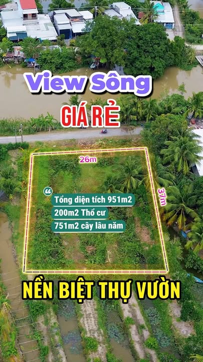 Lô đất biệt thự Định Thành, An Giang 951m² giá 61.8 tỷ - View sông thoáng mát!