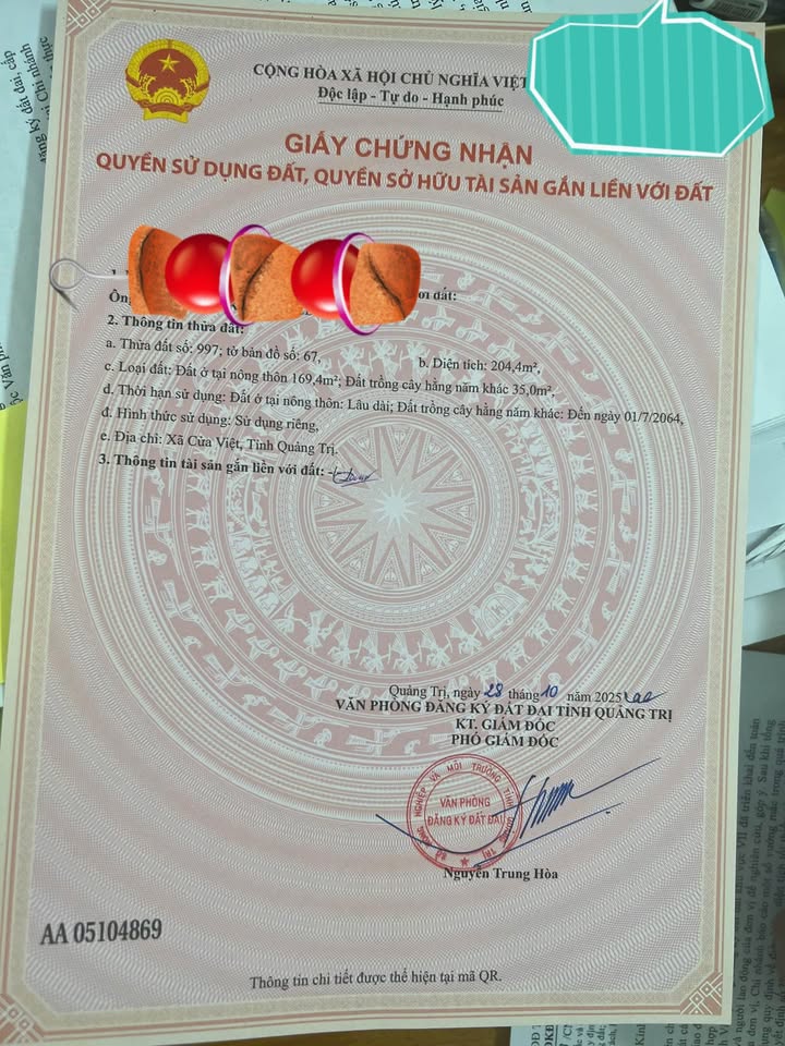 Đất nền Gio Hải 204m² giá 1 tỷ - Cơ hội vàng đầu tư gần biển!