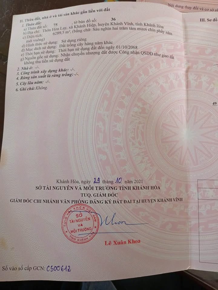 Đất nền Khánh Hiệp, Khánh Vĩnh 7925m² giá 3.2 tỷ - Đầu tư sinh lời ngay!