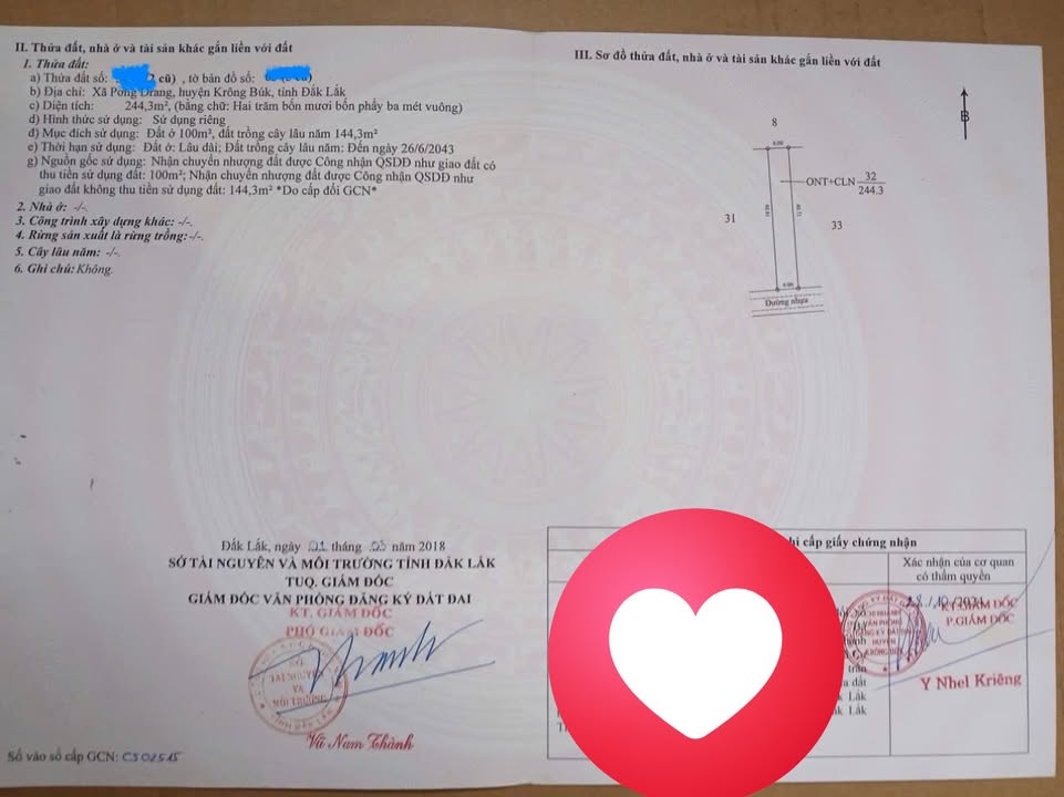 Đất nền thổ cư 246m² tại thôn 8, xã Pơng Drang, Krông Búk - Giá chỉ 350 triệu!