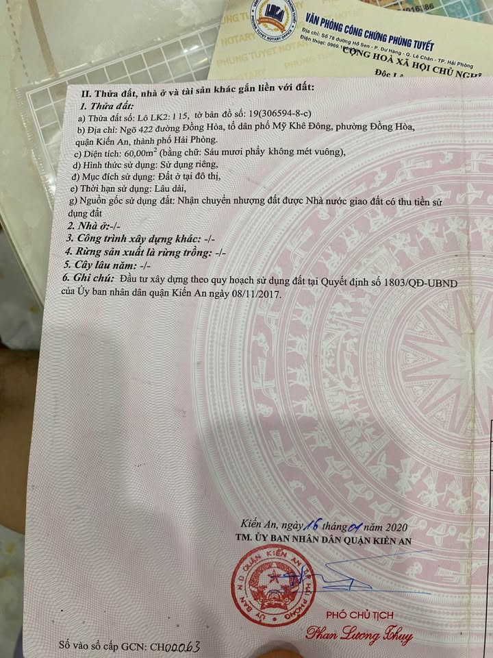 Lô đất đấu giá tại ngõ 422 Đồng Hoà, Kiến An 60m² giá 3.25 tỷ - Cơ hội đầu tư hấp dẫn!