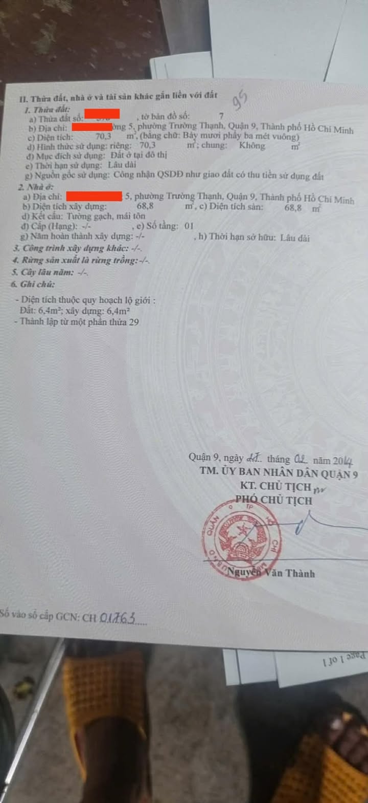 Đất nền Trường Thạnh Quận 9, 70.3m² giá 2.8 tỷ - Cơ hội đầu tư tốt!