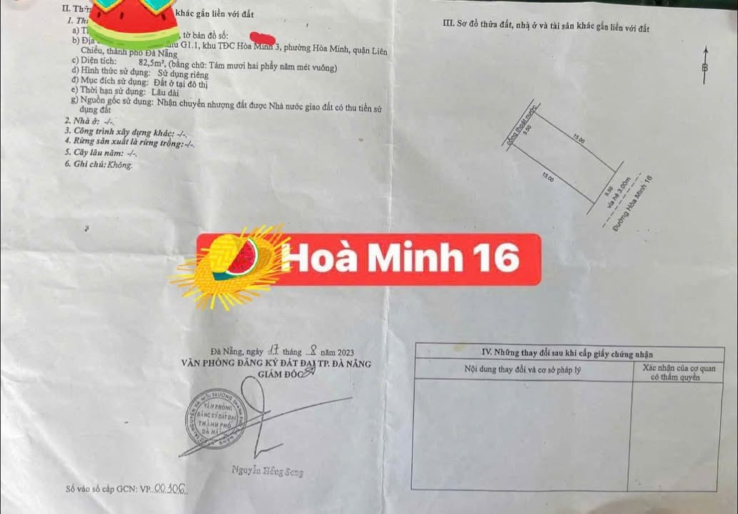 Đất nền Hòa Minh 82m² giá 5.5 tỷ - Hướng Đông Nam, cơ hội đầu tư tuyệt vời!