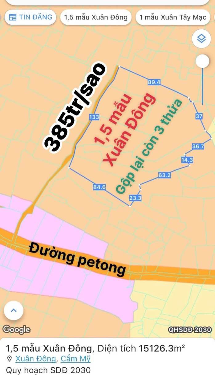 Đất vườn 15.000m² tại Xuân Đông, Cẩm Mỹ - Giá chỉ 6.775 tỷ VND!