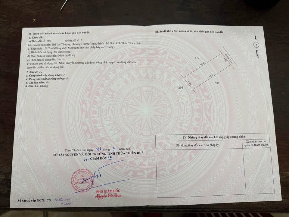 Đất Hương Vinh, Huế 110m² giá 1.3 tỷ - Sổ hồng chính chủ, công chứng ngay!