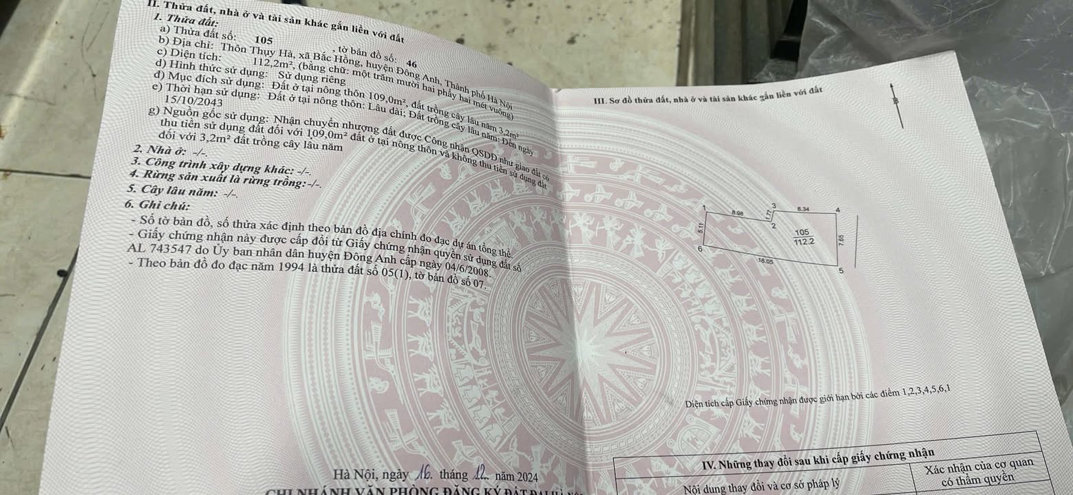 Đất nền Thụy Hà Đông Anh 120m² giá cực hấp dẫn - Sổ đỏ chính chủ!