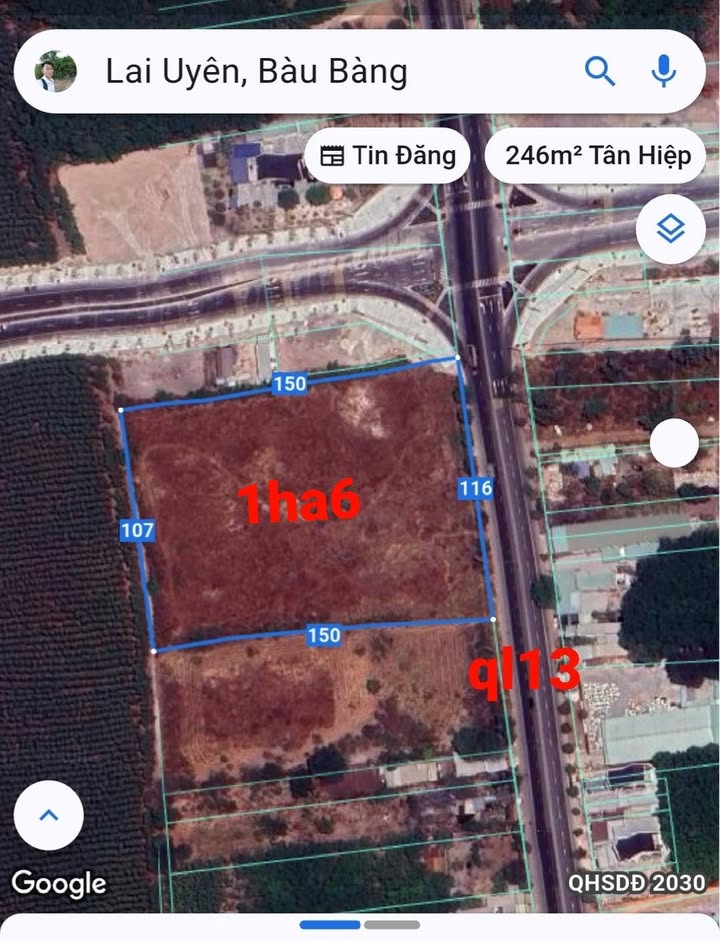 Đất nền mặt tiền Quốc lộ 13 Lai Uyên 17,400m² - Vị trí đẹp, kinh doanh thuận lợi!