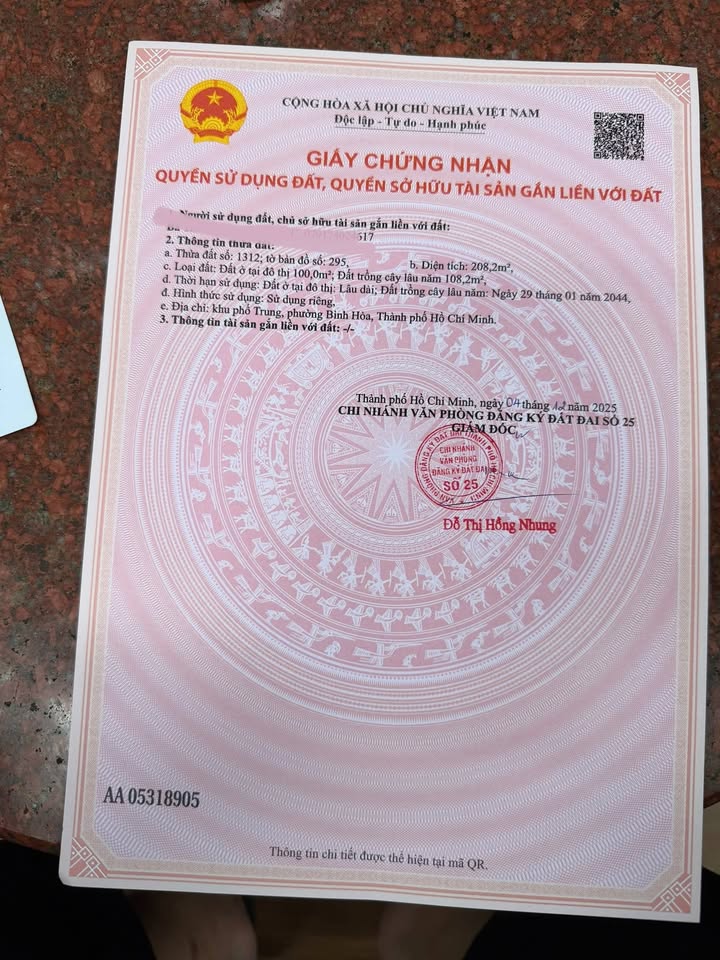 Lô góc Vĩnh Phú, Thuận An 208m² giá 6.5 tỷ - Đầu tư sinh lời ngay!