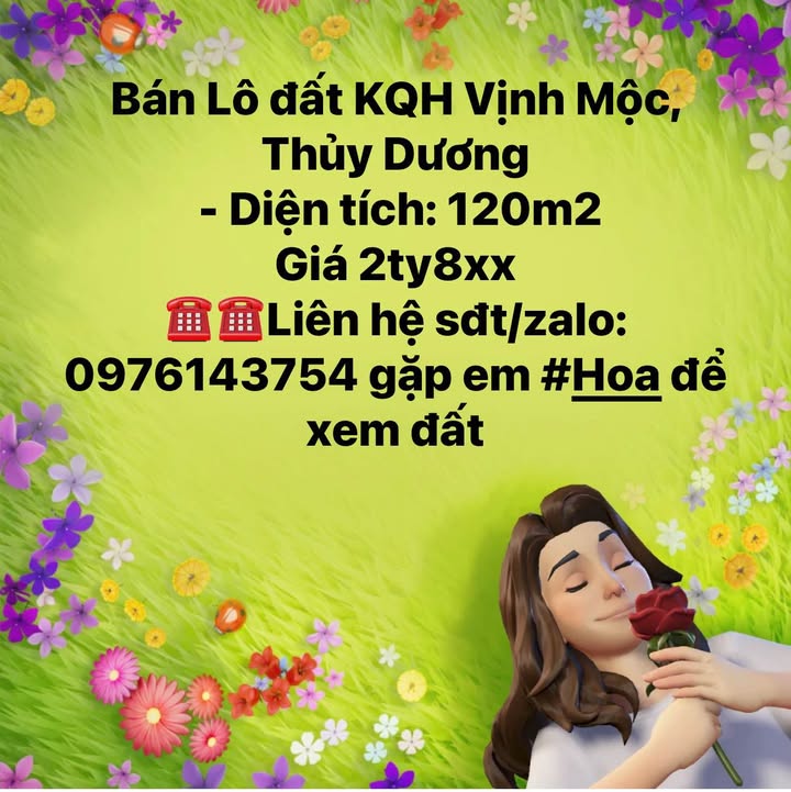 Đất nền Vịnh Mộc, Thủy Dương 120m² giá 2.8 tỷ - Đầu tư sinh lời ngay!