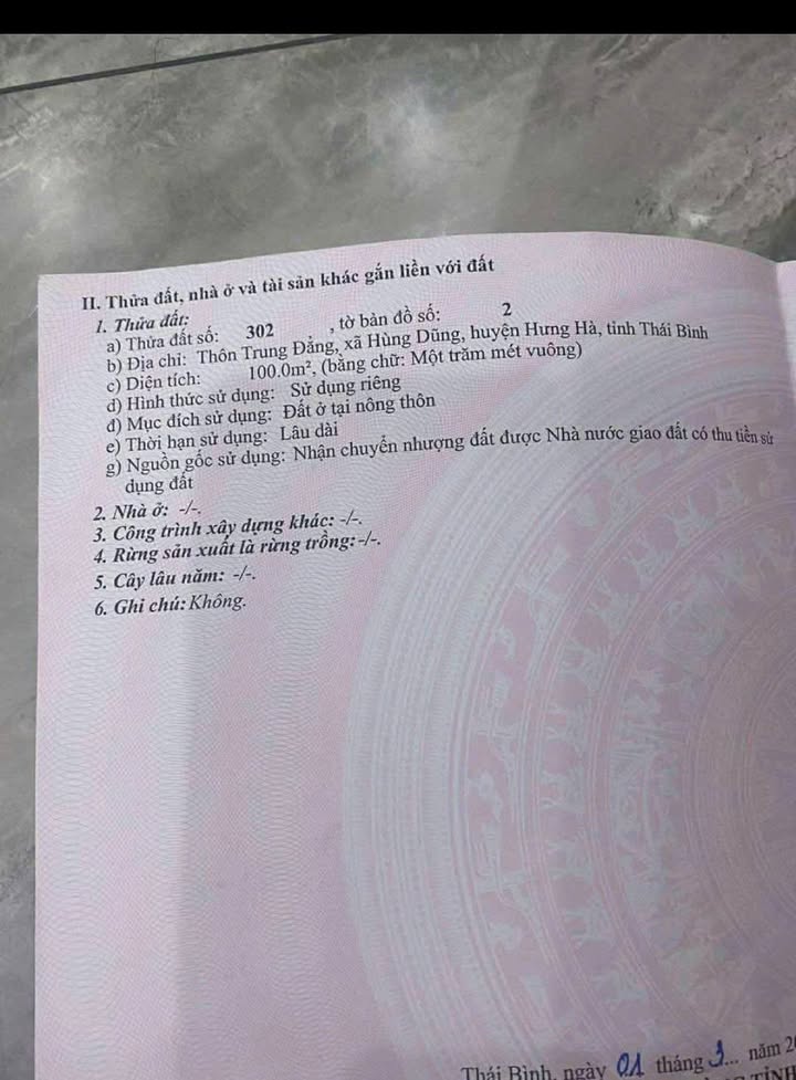 Đất nền Hùng Dũng, Hưng Hà 100m² giá 1.9 tỷ - Cơ hội đầu tư tuyệt vời!