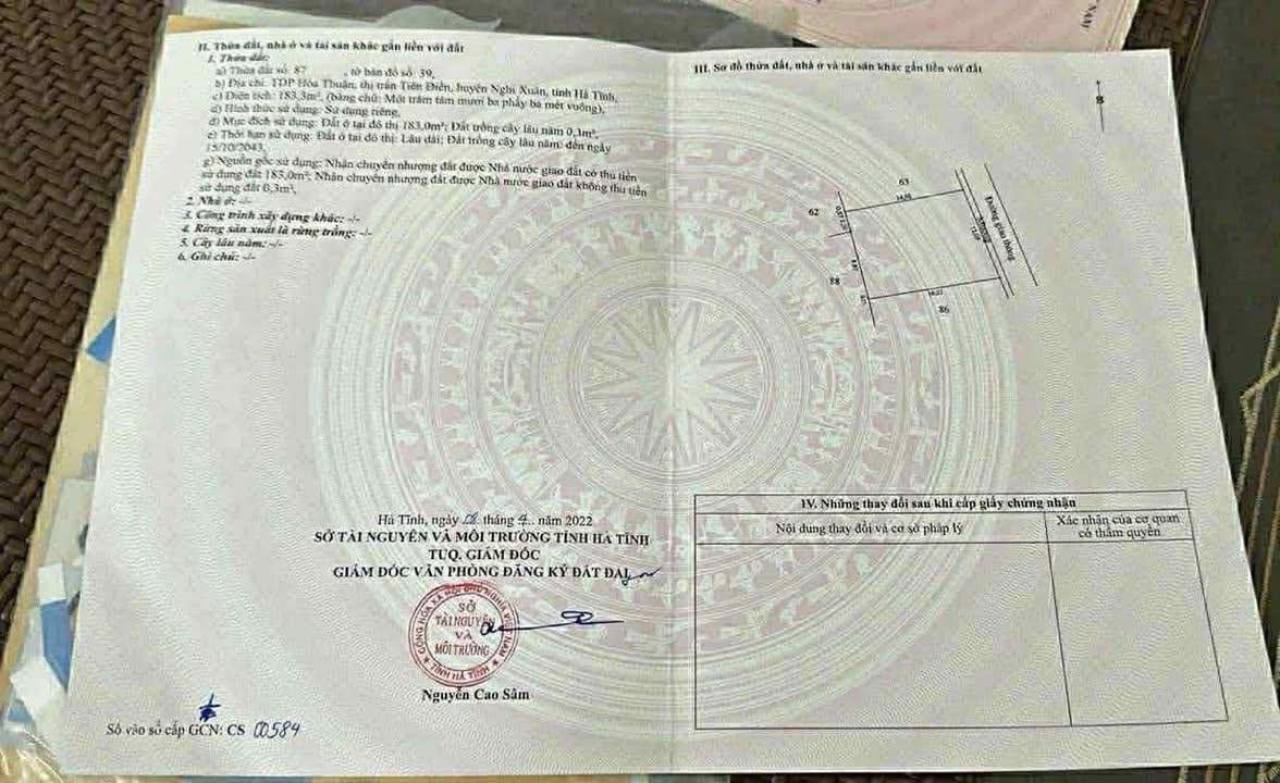 Đất thổ cư Tiên Điền, Nghi Xuân 183m² giá 1.9 tỷ - Vị trí dân trí cao!