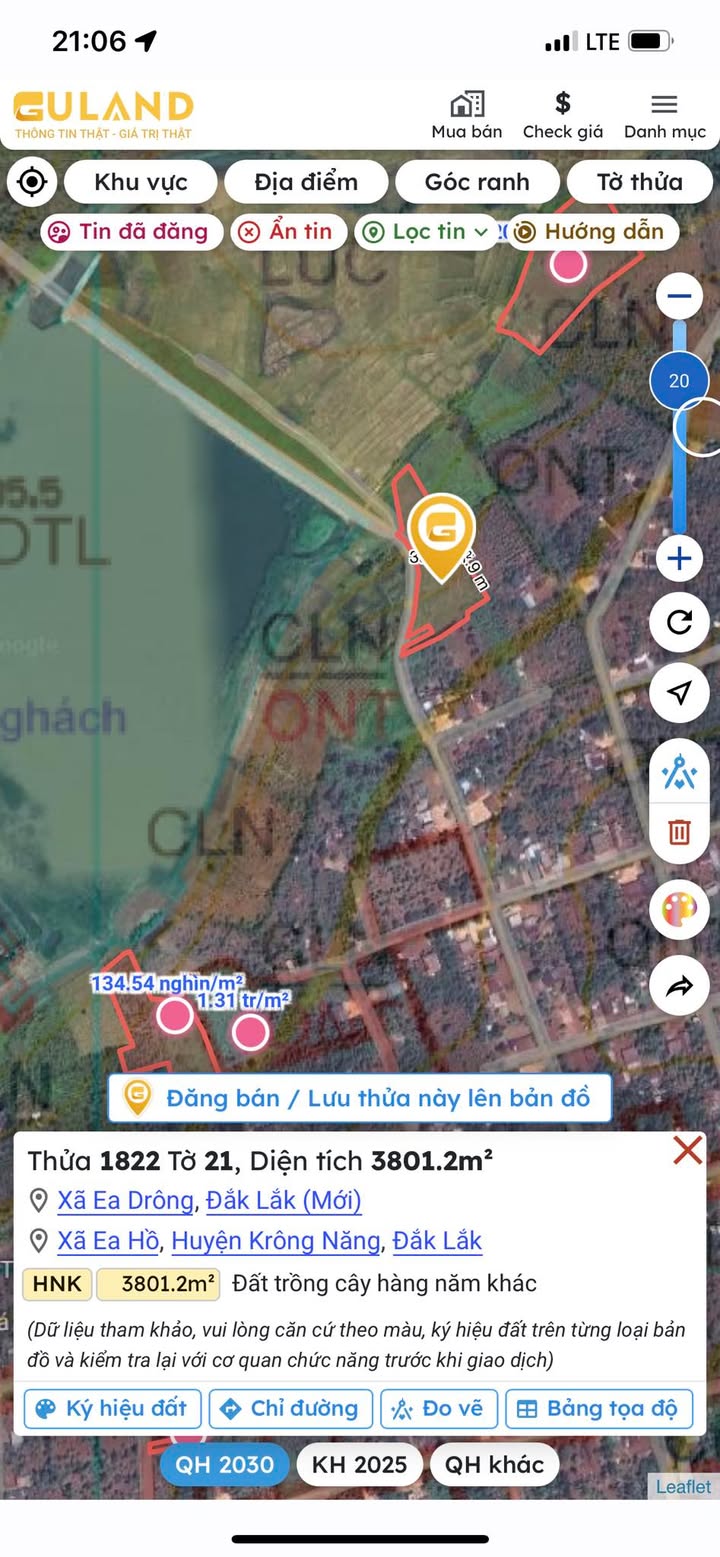 Đất nền Ea Drông Buôn Hồ 1260m² giá 950 triệu - View ruộng, view hồ tuyệt đẹp!