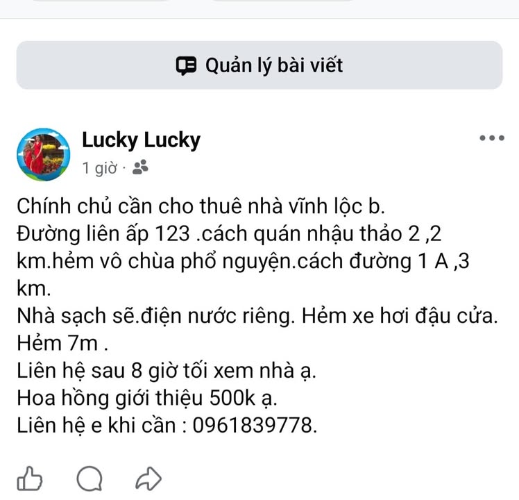 Nhà cho thuê tại Vĩnh Lộc A, Bình Chánh - Giá thỏa thuận hấp dẫn!
