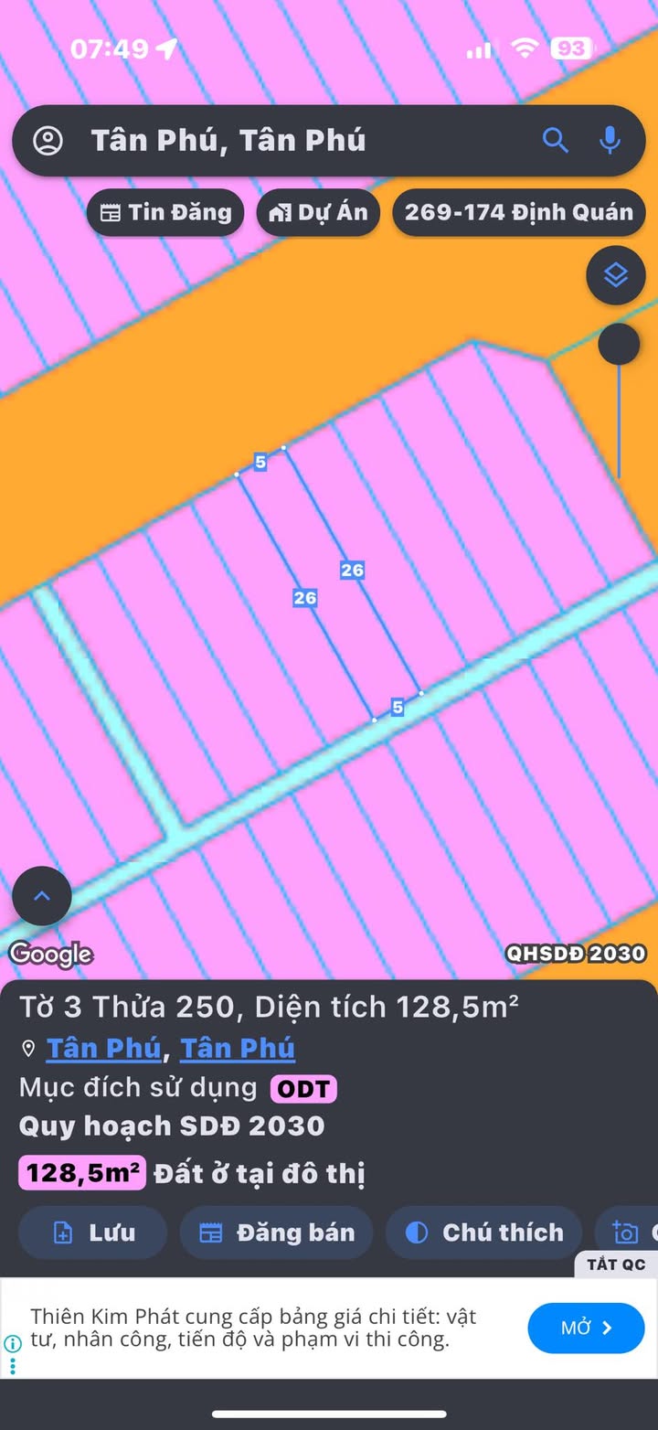 Đất thổ cư Tân Phú, Đồng Nai 128m² giá 2 tỷ - Pháp lý rõ ràng, thương lượng tốt!