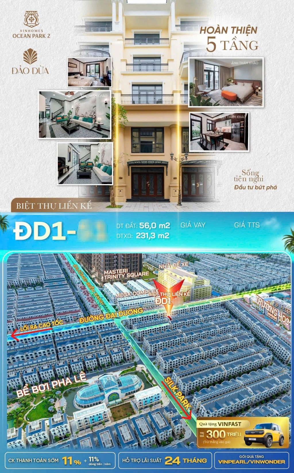 Liền kề Vinhomes Ocean Park 2, 56m² giá 9.5 tỷ - Khu VIP an ninh tuyệt đối!