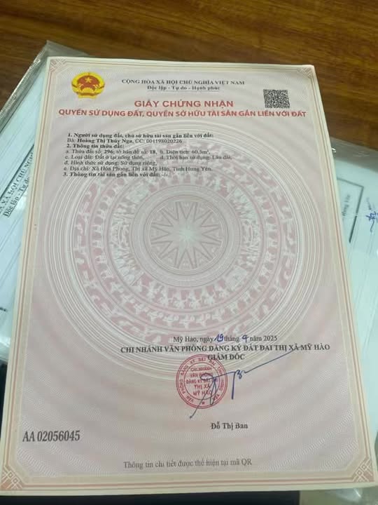 Đất nền Hòa Phong, Mỹ Hào 60m² giá chỉ 1 tỷ - Đường ô tô vào tận nơi!