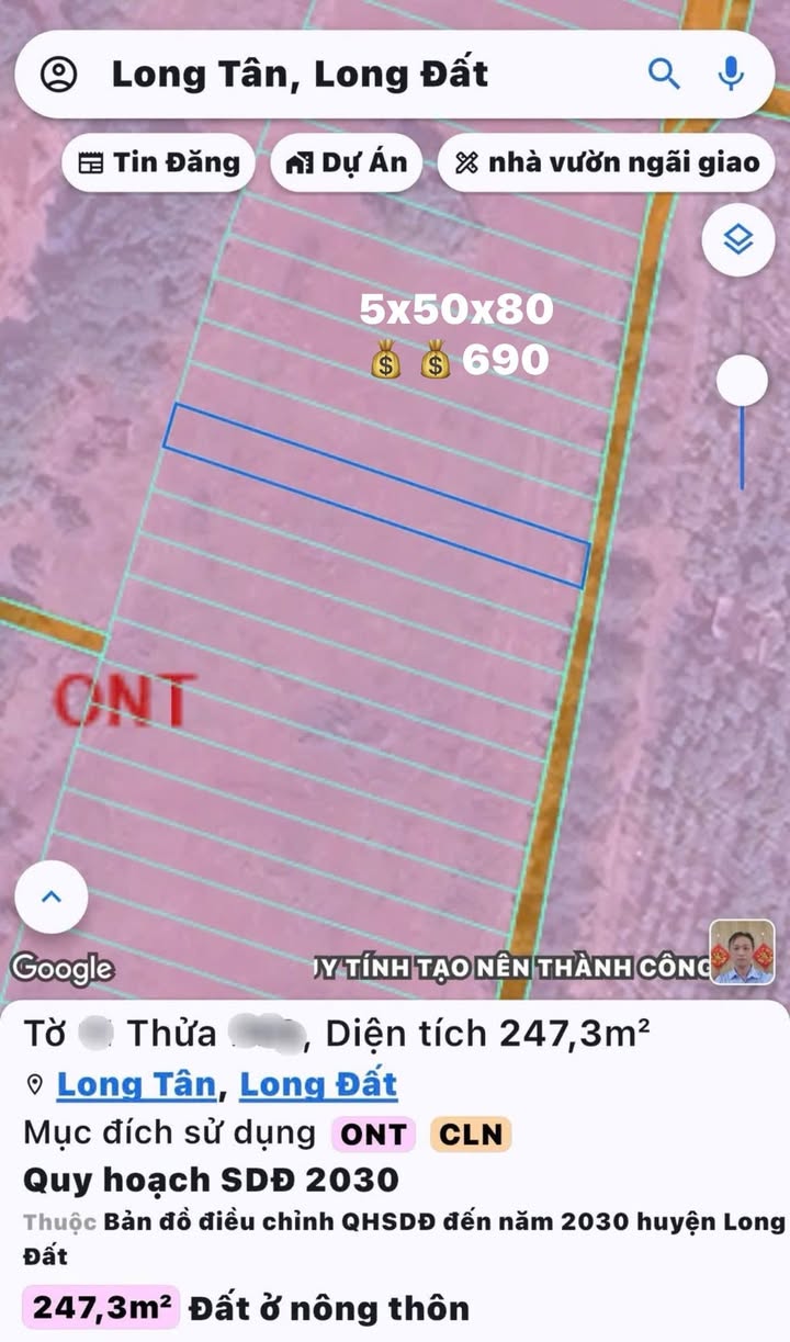 Đất nền Long Tân Đất Đỏ 247m² giá chỉ 600 triệu - Sổ hồng chính chủ!