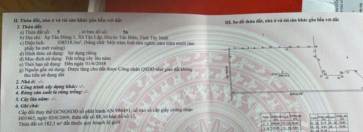 Đất nền xã Tân Lập, Tân Biên 10000m² giá 1.2 tỷ - Cơ hội đầu tư hấp dẫn!