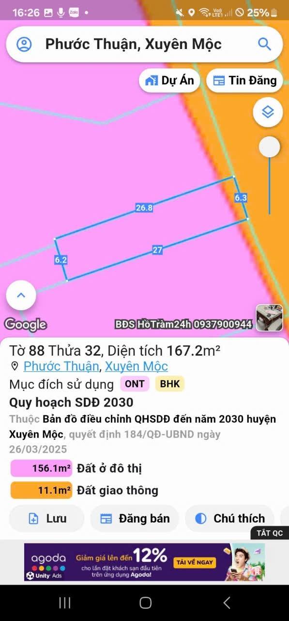 Đất nền Phước Thuận Xuyên Mộc 170m² giá 1.8 tỷ - Sổ đỏ chính chủ, thương lượng tốt!