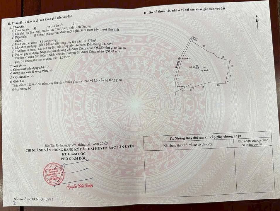 Đất nền Tân Định Bắc Tân Uyên 16.000m² giá 16 tỷ - Đường rộng xe tải vào tận nơi!