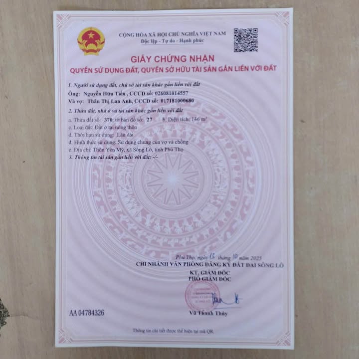 Đất nền Tứ Yên Sông Lô 146m² giá 1.6 tỷ - Chính chủ bán gấp!