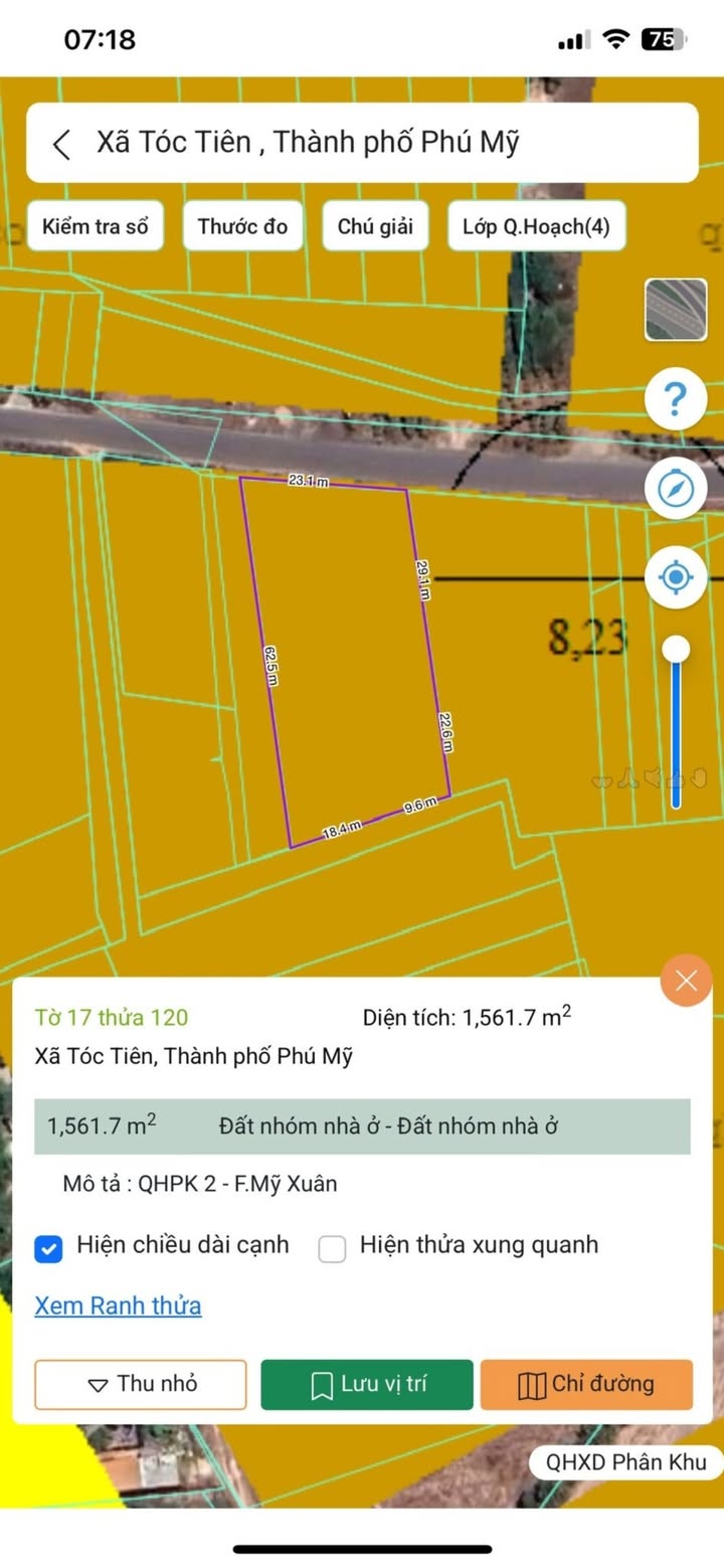 Đất mặt tiền đường Mỹ Xuân Tóc Tiên, 1736m² chỉ 21.7 tỷ - Cơ hội đầu tư tuyệt vời!