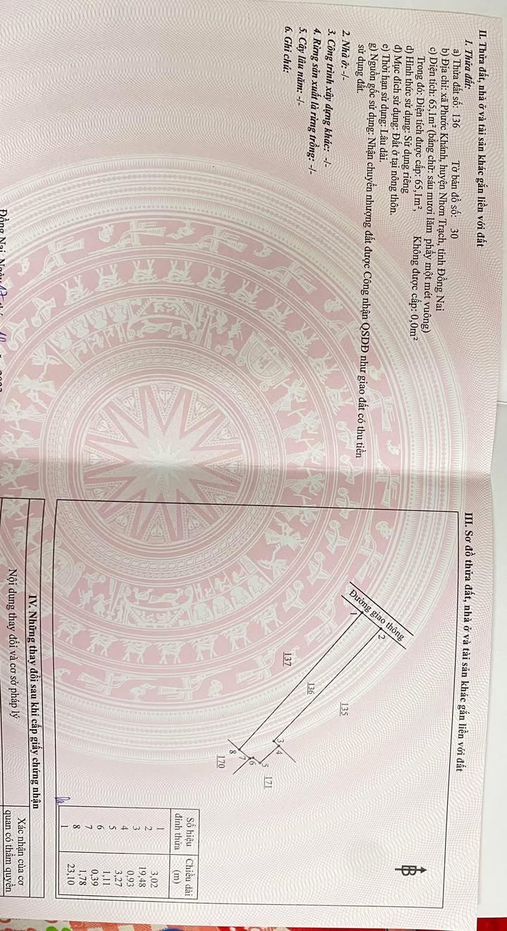 Đất thổ cư 65m² tại Phước Khánh, Nhơn Trạch giá 1.25 tỷ - Sổ hồng chính chủ!