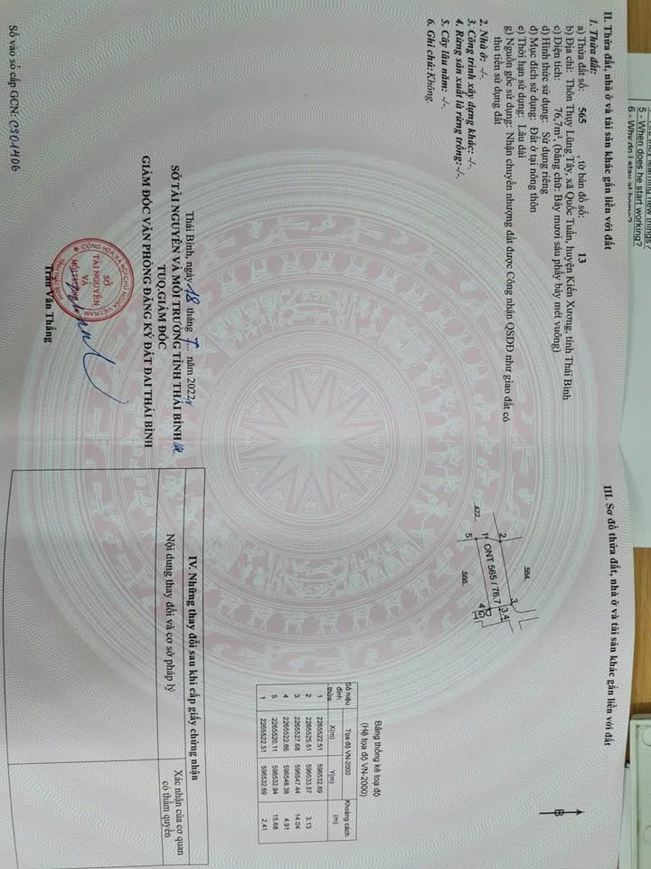 Đất nền thổ cư 77m² tại Quốc Tuấn, Kiến Xương - Giá 380 triệu, chính chủ!