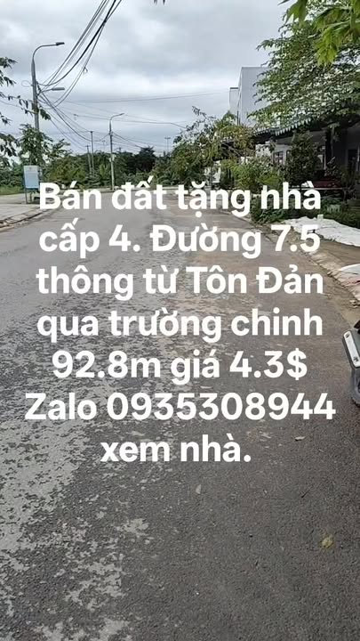 Đất Hòa Thọ Tây, Cẩm Lệ 92.8m² giá 4.3 tỷ - Nhà cấp 4, vị trí đắc địa!