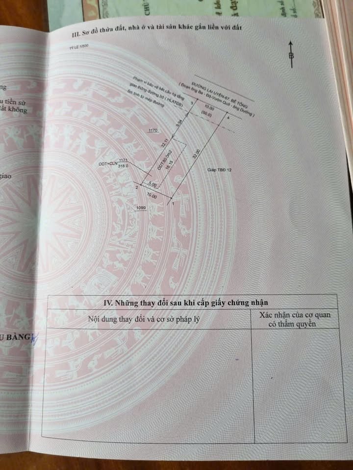 Đất thổ cư Lai Uyên, Bàu Bàng 320m² chỉ 1.55 tỷ - Vị trí đẹp, đường bê tông thông!