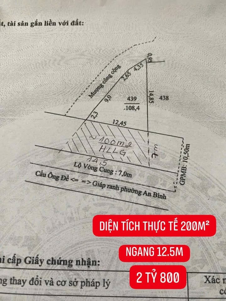 Đất nền mặt tiền Lộ Vòng Cung An Bình 100m² giá 2.8 tỷ - View bờ kè sông tuyệt đẹp!