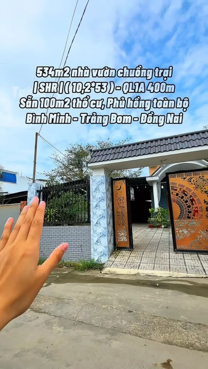 Nhà vườn 534m² tại Bình Minh, Trảng Bom, Đồng Nai - Nhà mái thái đẹp, sẵn thổ cư!