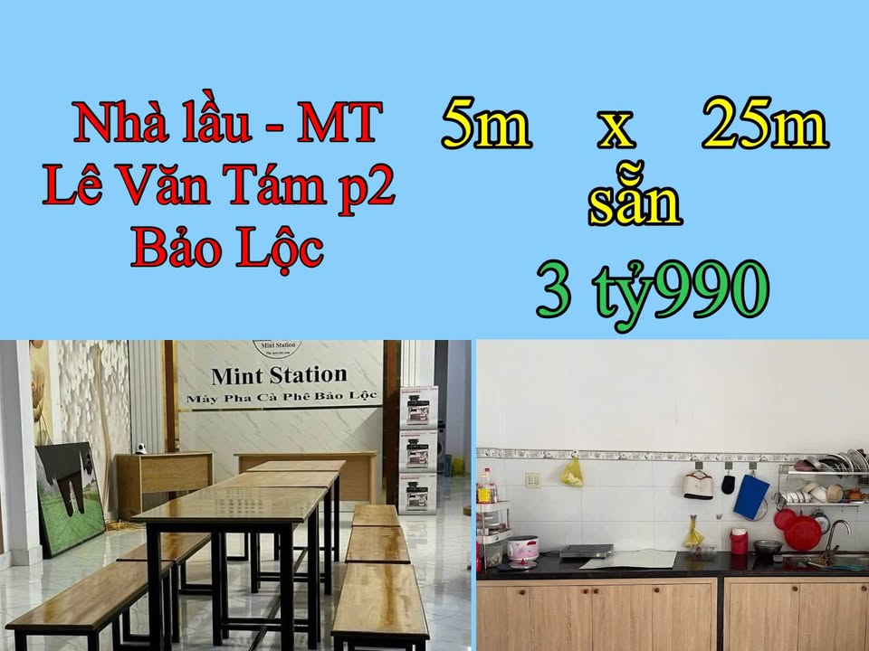 Nhà lầu mặt tiền Lê Văn Tám, Bảo Lộc 125m² giá 3.99 tỷ - Kinh doanh thuận lợi!
