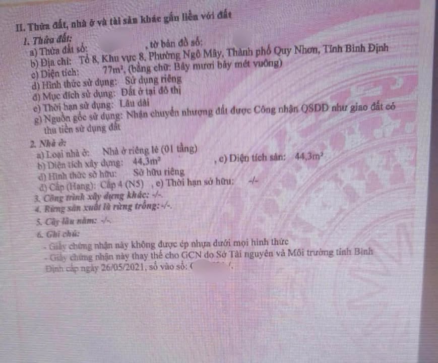 Nhà mặt tiền Hoàng Văn Thụ, Quy Nhơn 77m² giá 6.5 tỷ - Hướng Đông Nam, thương lượng mạnh tay!