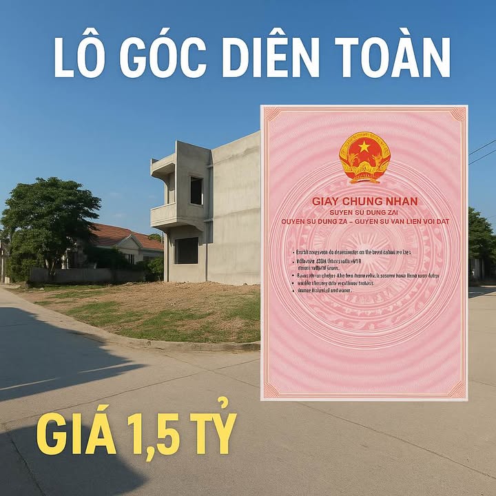 Đất góc 2 mặt tiền tại Diên Toàn 62,7m² giá 1,5 tỷ - Cơ hội đầu tư tuyệt vời!