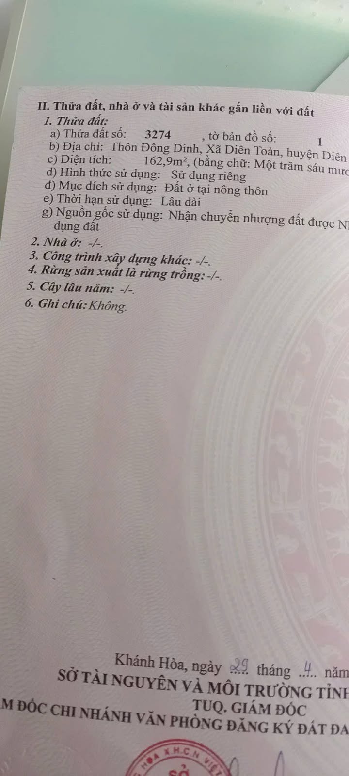 Đất thổ cư Thôn Đông Dinh, Diên Toàn 162m² giá chỉ 1.8 tỷ - Cơ hội đầu tư tuyệt vời!