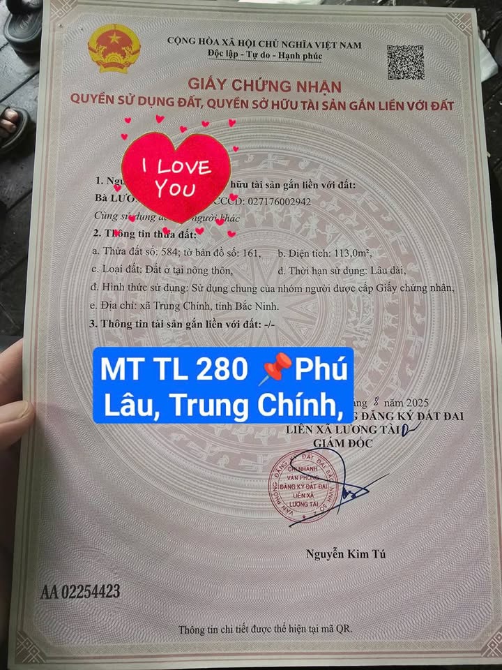 Đất nền đẹp tại Trung Chính, Lương Tài 113m² chỉ 2.947 tỷ - Sổ hồng chính chủ!